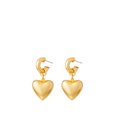 The Puffy Heart Gold Earrings
