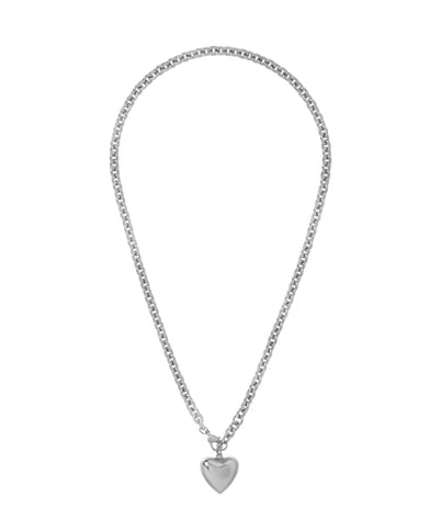 The Mini Puffy Heart Necklace in Silver