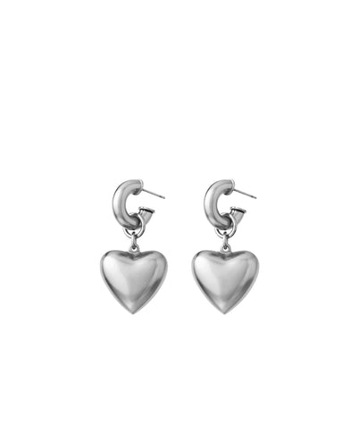 The Puffy Heart Silver Earrings