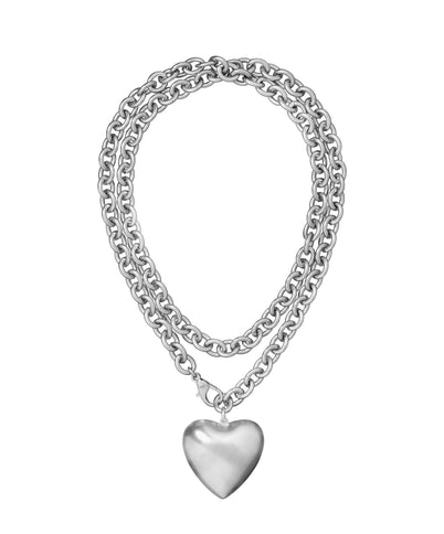 The Puffy Heart Necklace in Silver