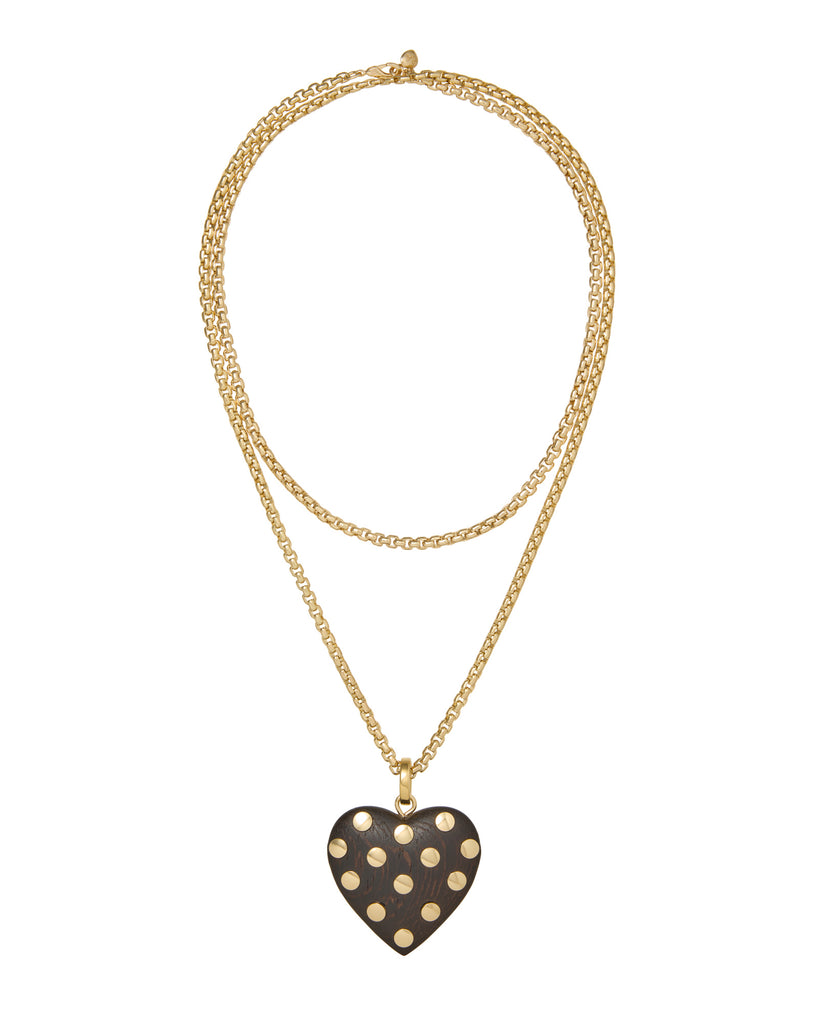 The Big Studded Wood Heart Pendant – Roxanne Assoulin