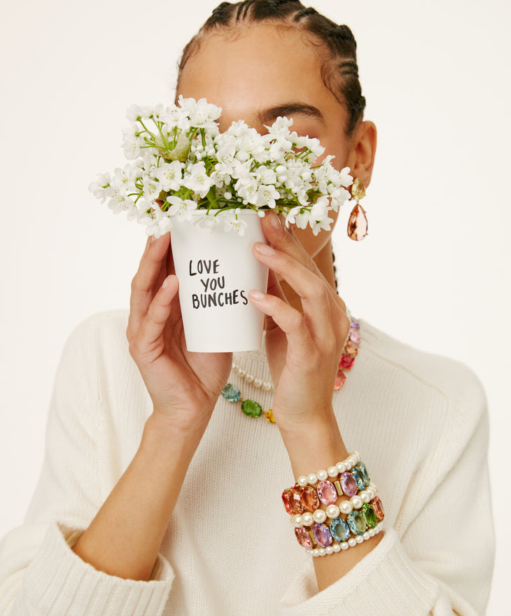 Roxanne Assoulin Pearly Whites Bracelet on model with Simply Rainbow Bracelets