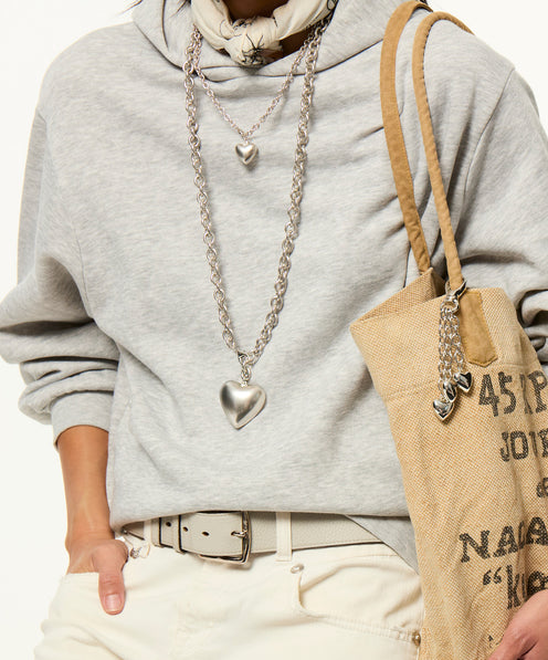 The Puffy Heart Necklace in Silver
