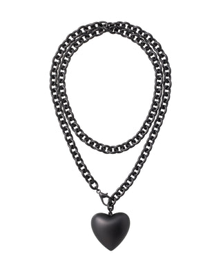Black chain necklace with a heart pendant