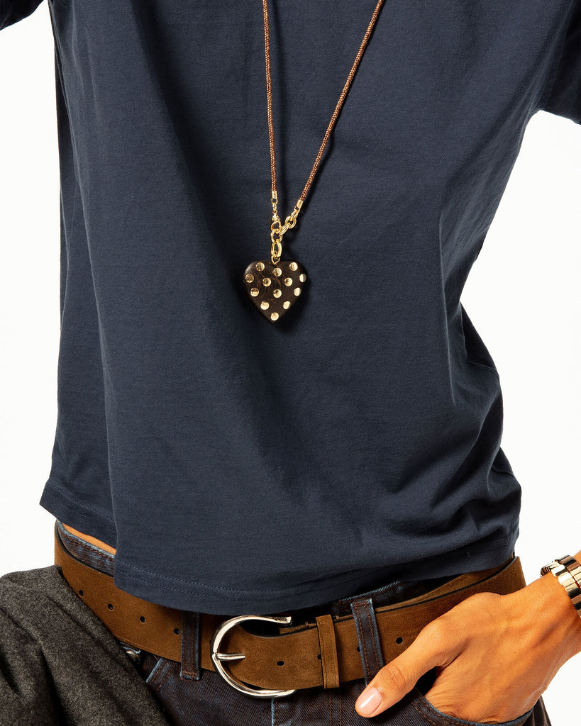 The Big Studded Wood Heart Cord Pendant – Roxanne Assoulin