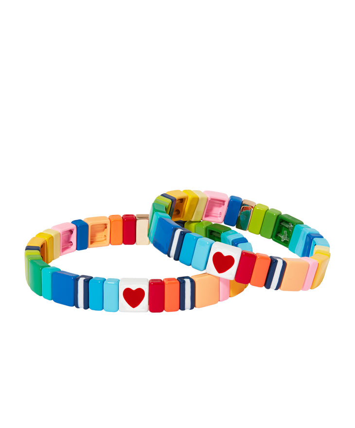 Mommy & Me Rainbow Heart Bracelets