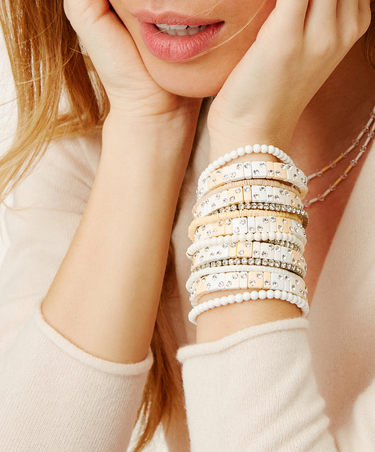 Roxanne Assoulin Twinkle Twinkle Cream Bracelets on model