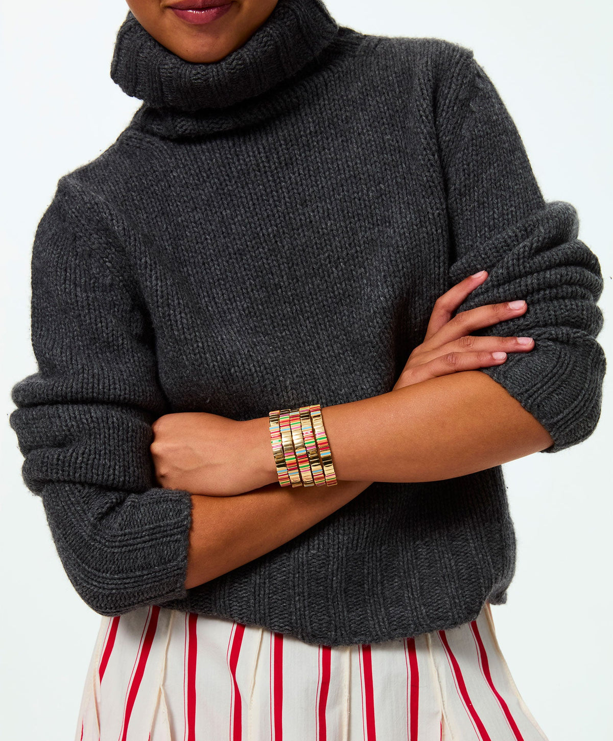 Roxanne Assoulin La Ponche Bracelet Bunch and Hoop Earrings on model