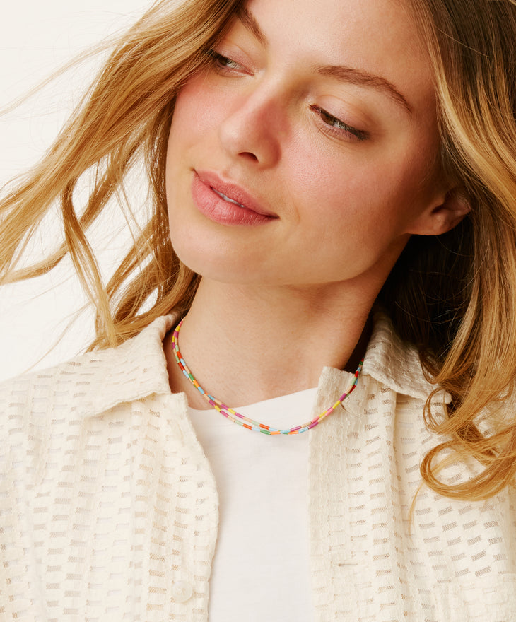 Roxanne Assoulin All Is Groovy Mini Tube Necklaces in Welcoming Warms Product on Model