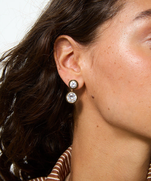 The Cubic Double Drop Earrings