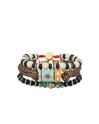 The Salt & Pepper Cylinder Bracelet Stack