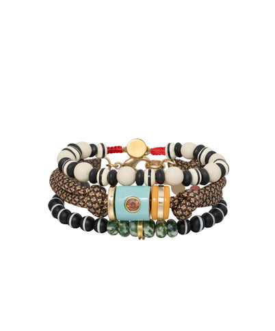 The Salt & Pepper Cylinder Bracelet Stack