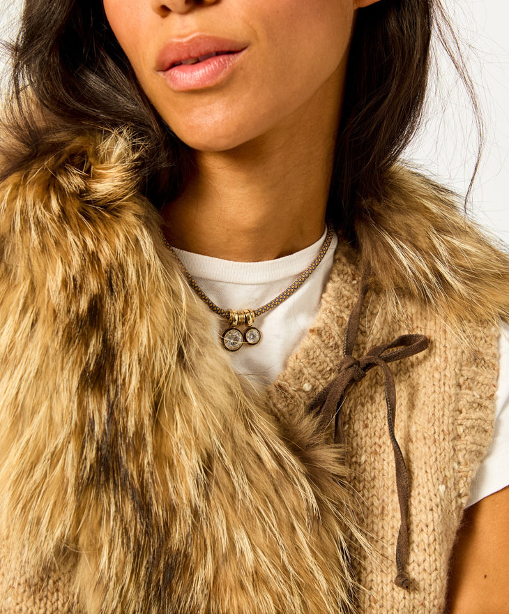 The Cubic Double Drop Cord Necklace