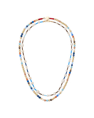 The Happy Baby Bead Necklace Duo in Denim
