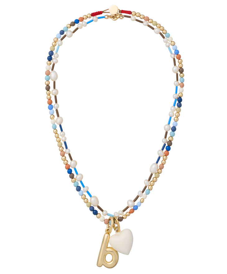 The Happy Baby Bead Necklace Duo in Denim