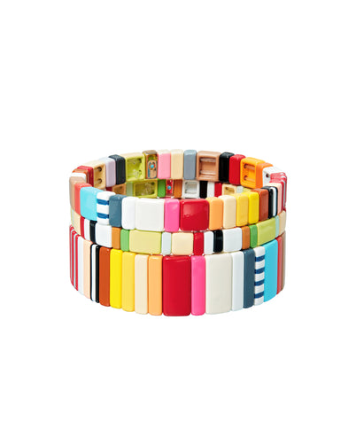 Roxanne Assoulin multicolor enamel stretch bracelets