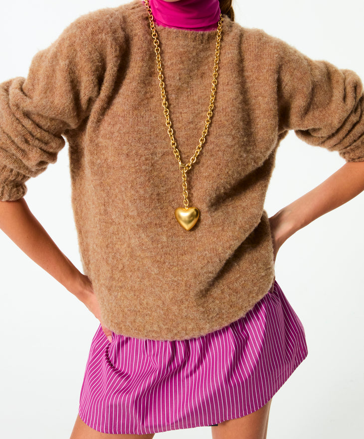 The Puffy Heart Necklace in Gold