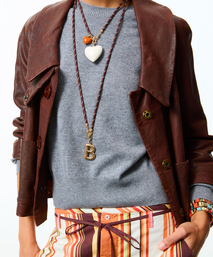 The Long Happy Cord Charm Necklace