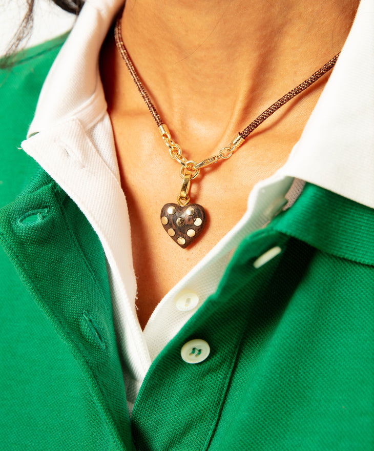 The Mini Studded Heart Cord Necklace