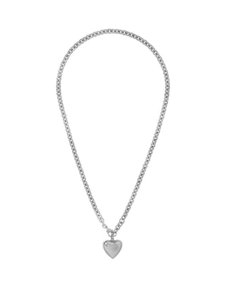 The Mini Puffy Heart Necklace in Silver