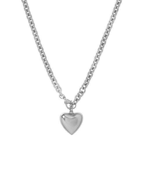 The Mini Puffy Heart Necklace in Silver