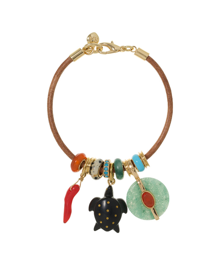 The Leather Stone Slider Bracelet