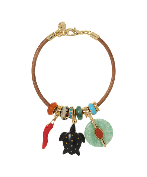 The Leather Stone Slider Bracelet