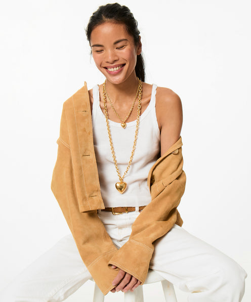 The Mini Puffy Heart Necklace in Gold