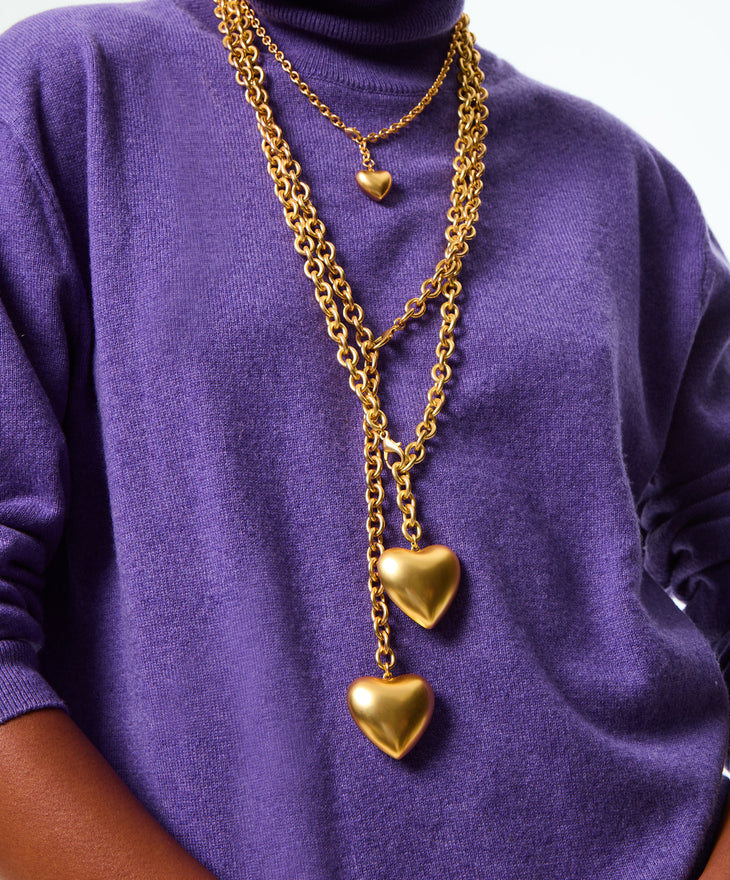 The Puffy Heart Necklace in Gold