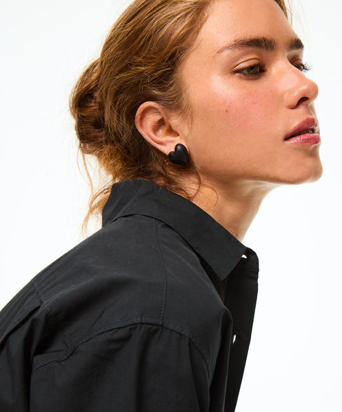 The Puffy Heart Black Stud Earrings
