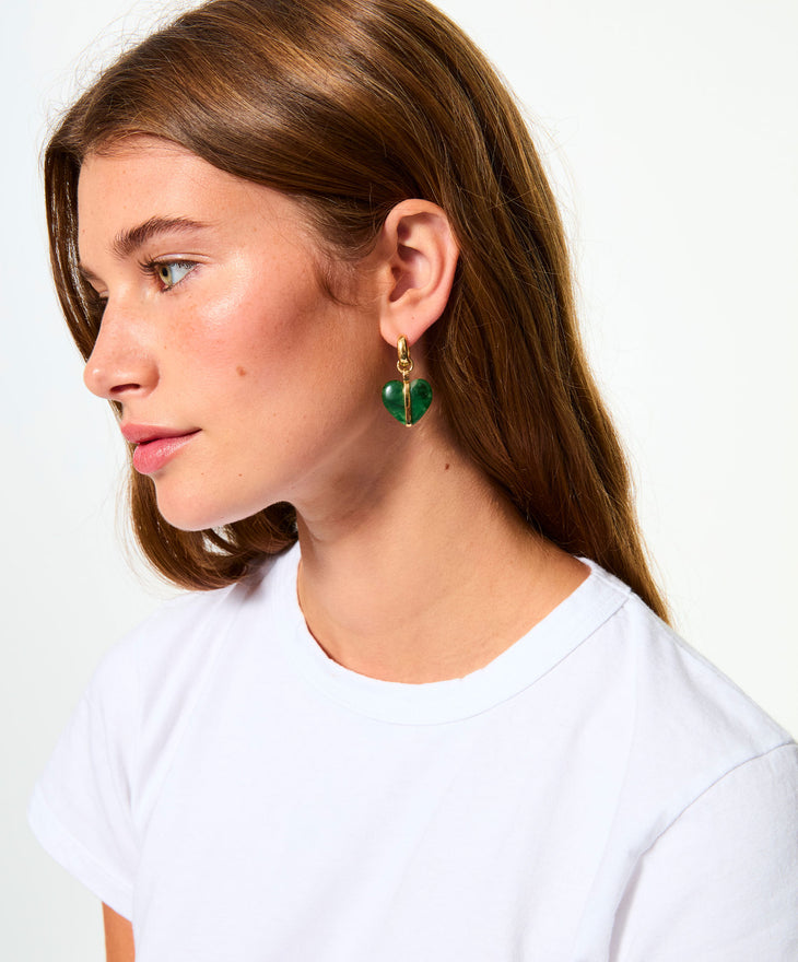 The Stone Mini Heart Earrings