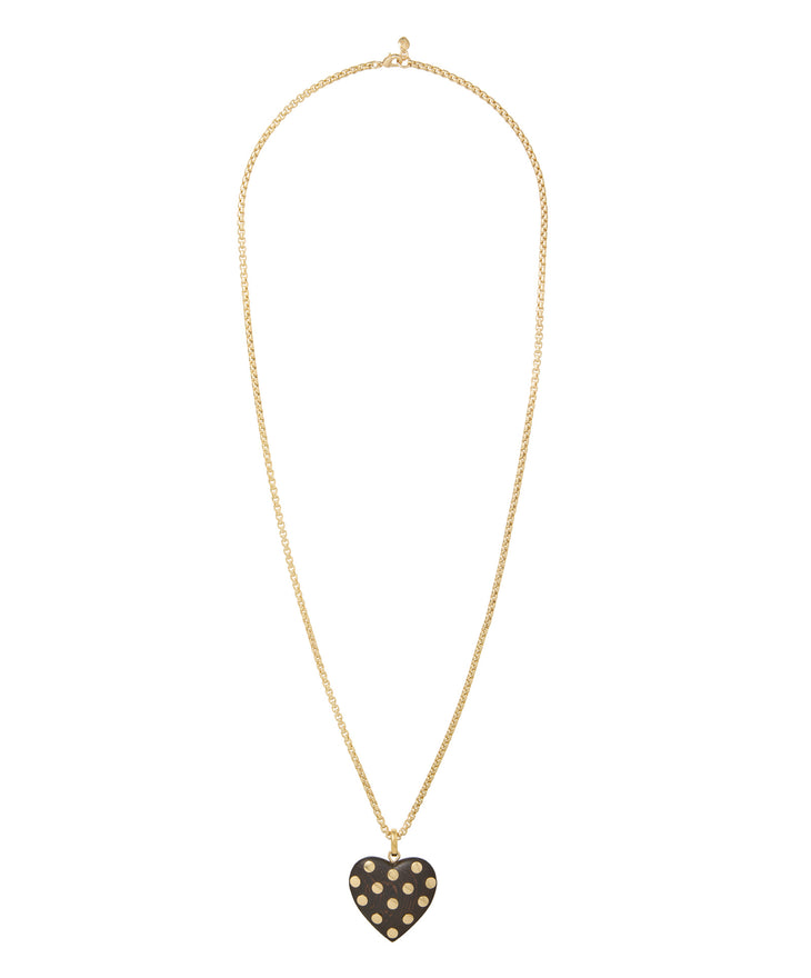 The Big Studded Wood Heart Pendant