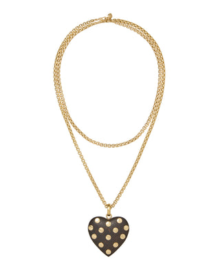 The Big Studded Wood Heart Pendant