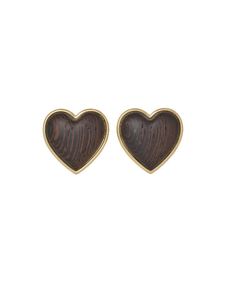 The Simple Wood Heart Earrings