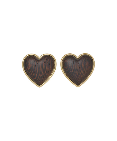 The Simple Wood Heart Earrings