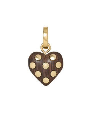 The Mini Studded Wood Heart Charm