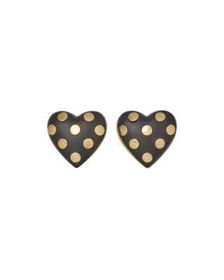 The Studded Wood Heart Earrings