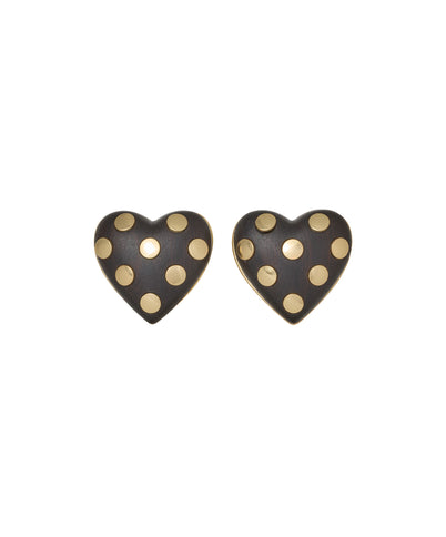 The Studded Wood Heart Earrings