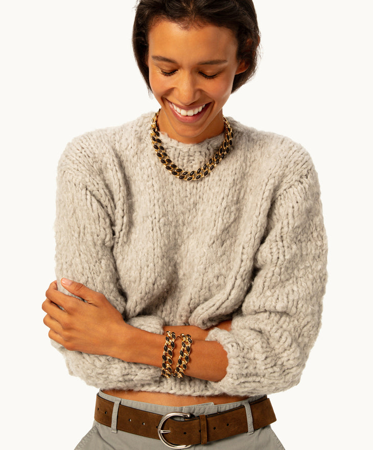 The Studded Wood Link Necklace