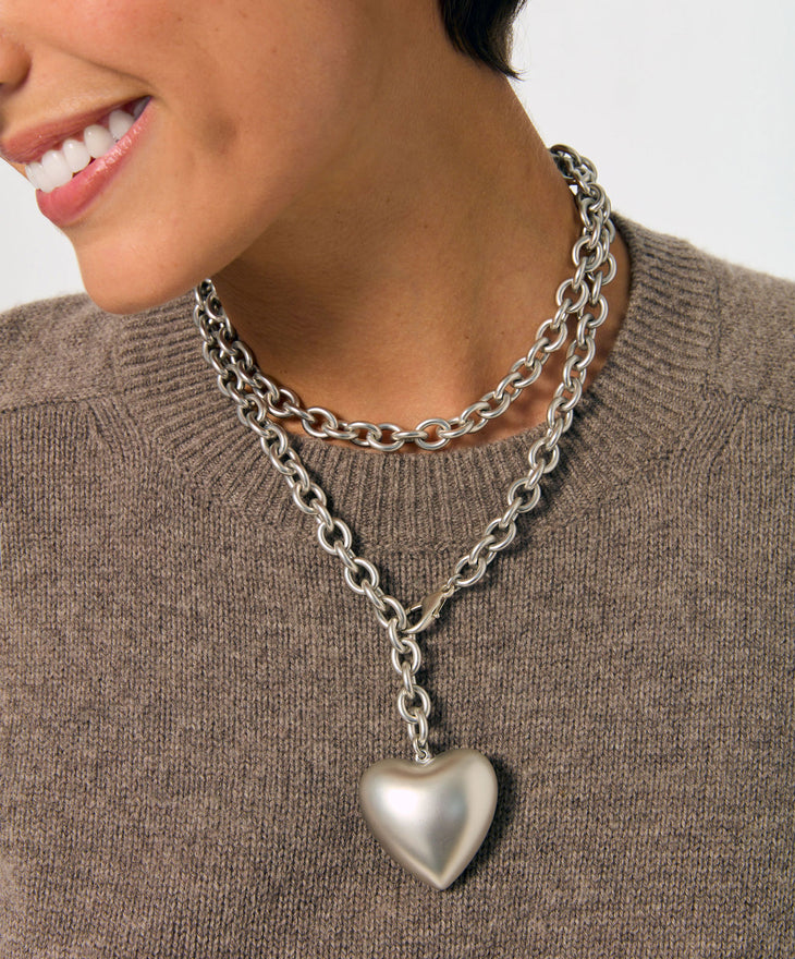 The Puffy Heart Necklace in Silver