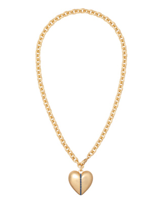 The Sapphire Stripe Puffy Heart Pendant