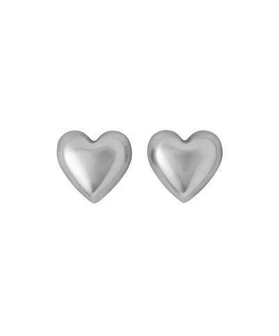 The Puffy Heart Silver Stud Earrings