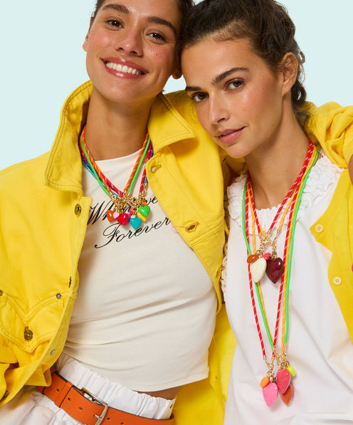 The Happy Cord Long Big Double Heart Necklace