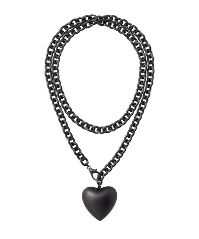 Black chain necklace with a heart pendant