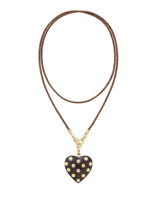 The Big Studded Wood Heart Cord Pendant