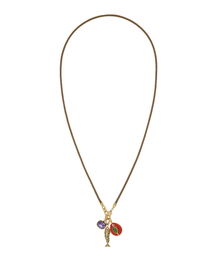 The Long Happy Cord Charm Necklace