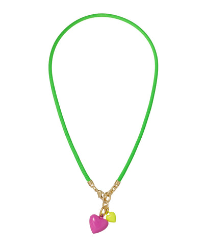 The Happy Cord Mini Double Heart Necklace