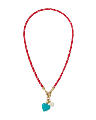 The Happy Cord Mini Double Heart Necklace