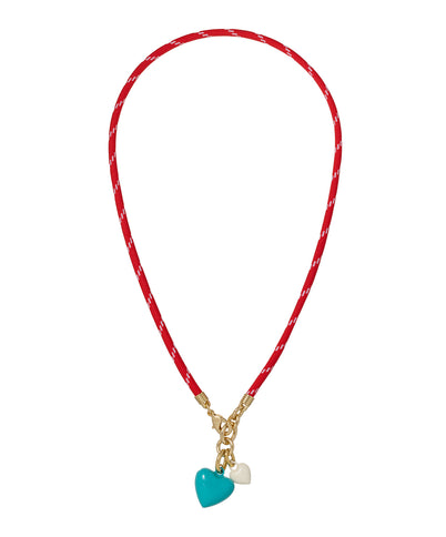 The Happy Cord Mini Double Heart Necklace