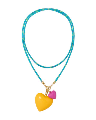 The Happy Cord Long Big Double Heart Necklace